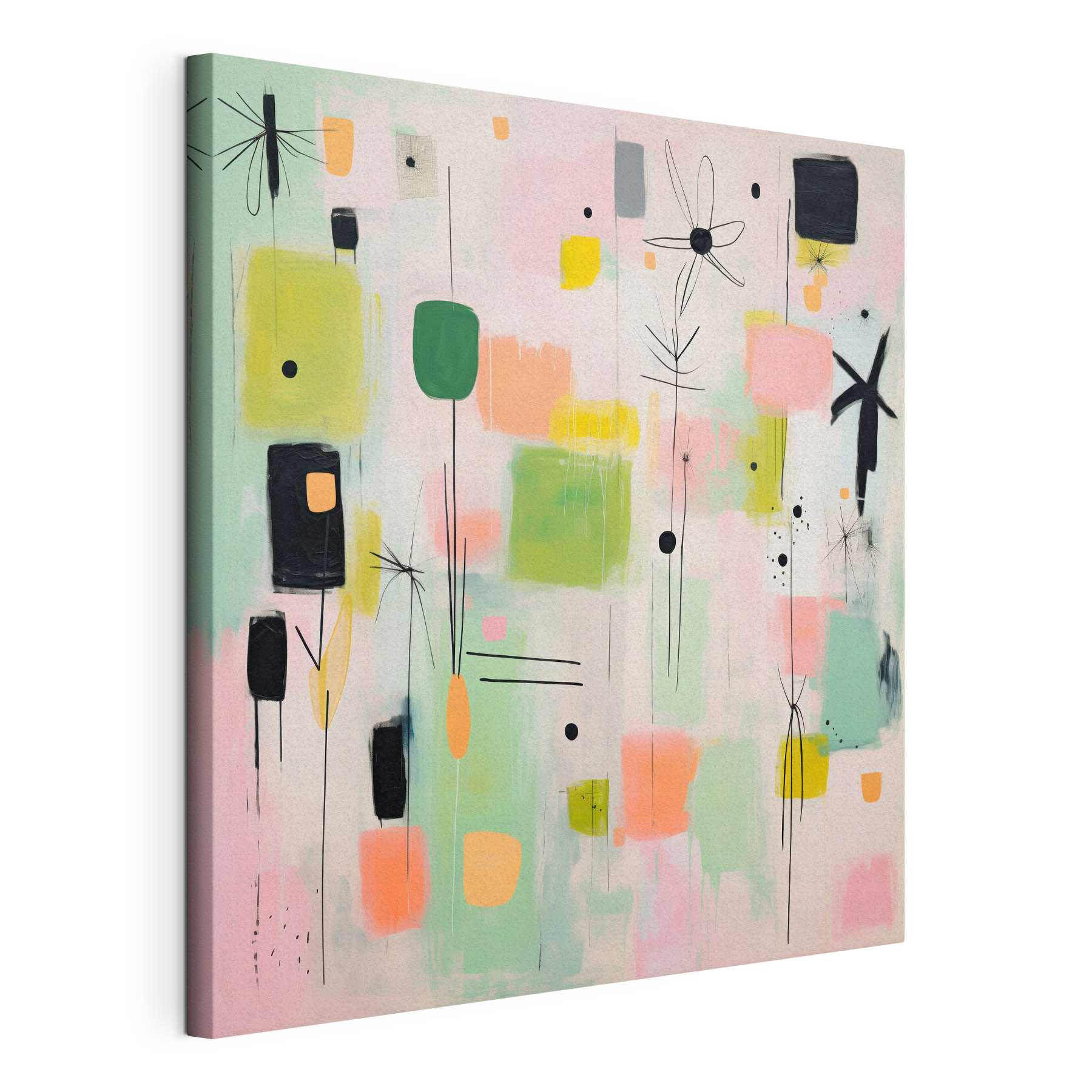 Painting of squares and flowers Painting of squares and flowers