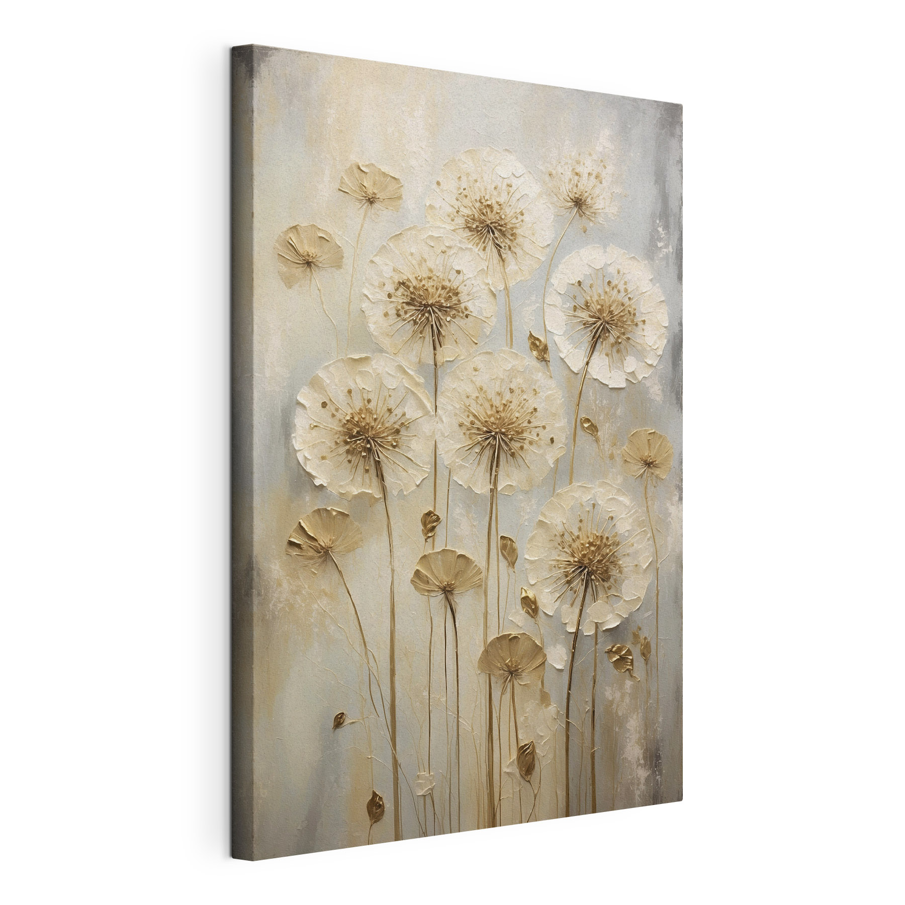 Painting of flowers on a grey surface Painting of flowers on a grey surface