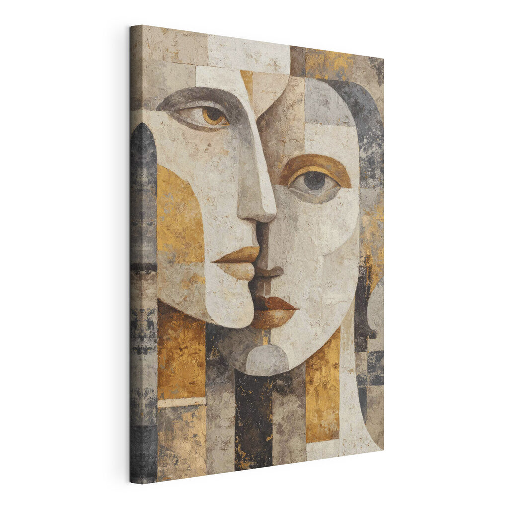 Painting of a face and a woman's face Painting of a face and a woman's face