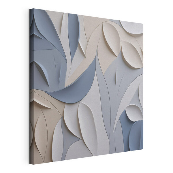 Tableaux Mur orné de feuilles blanches et bleues