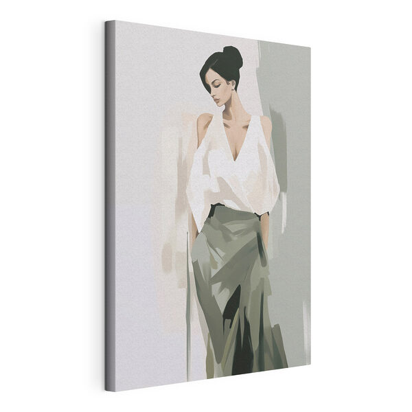 Une femme en chemise blanche et jupe verte Tableaux Une femme en chemise blanche et jupe verte
