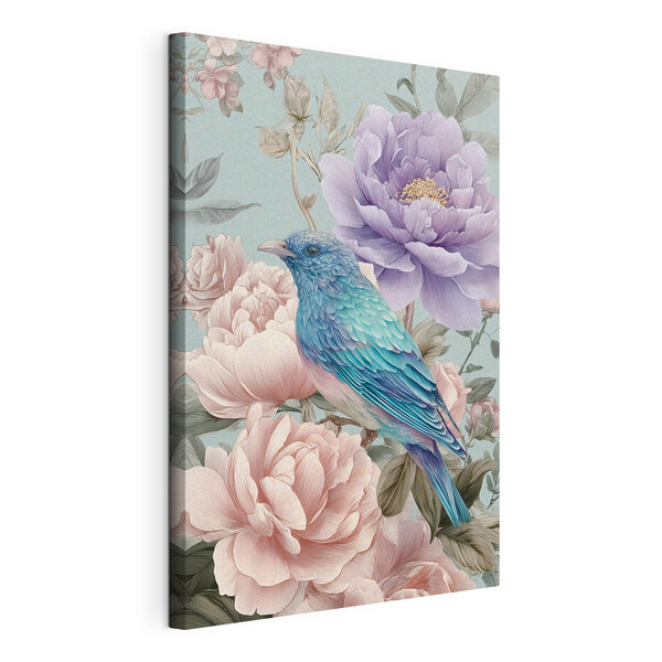 Tableaux Tableaux Un oiseau bleu perché sur une fleur (UGS : s47944)