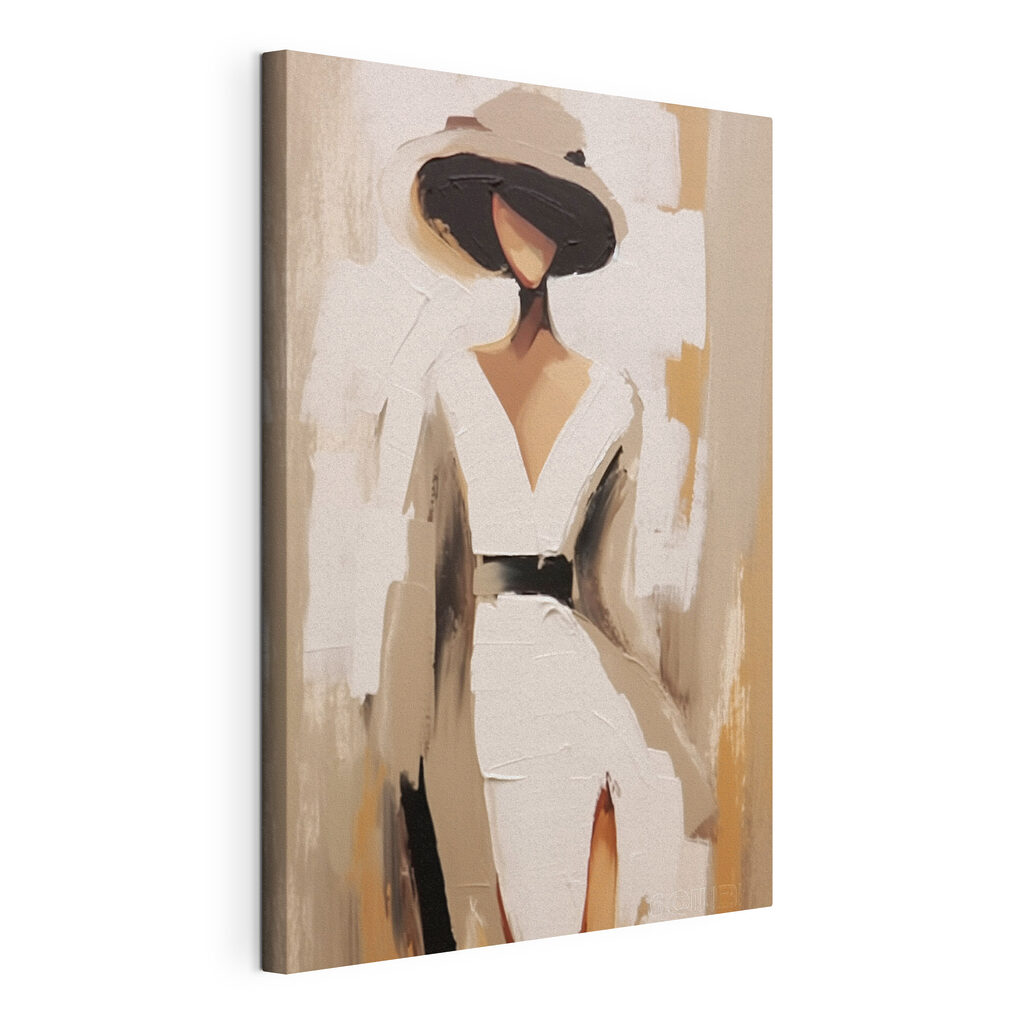 Painting of a woman in a white dress Painting of a woman in a white dress