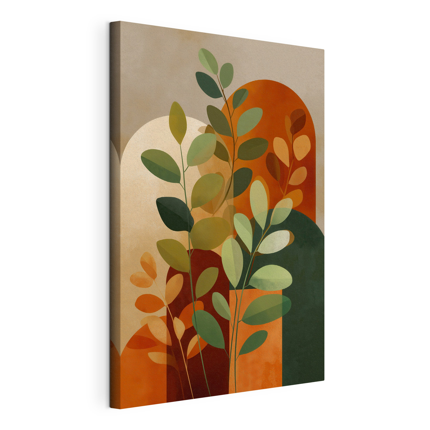 Painting of leaves and a circle