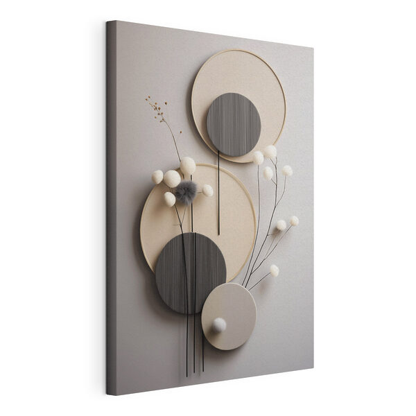 Tableaux Décoration murale composée de cercles et de fleurs blanches (UGS : s48601) Tableaux Tableaux Décoration murale composée de cercles et de fleurs blanches (UGS : s48601)