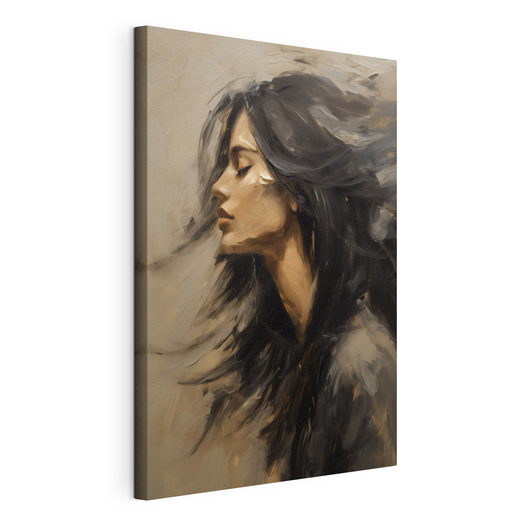 Painting of a woman with long hair Painting of a woman with long hair