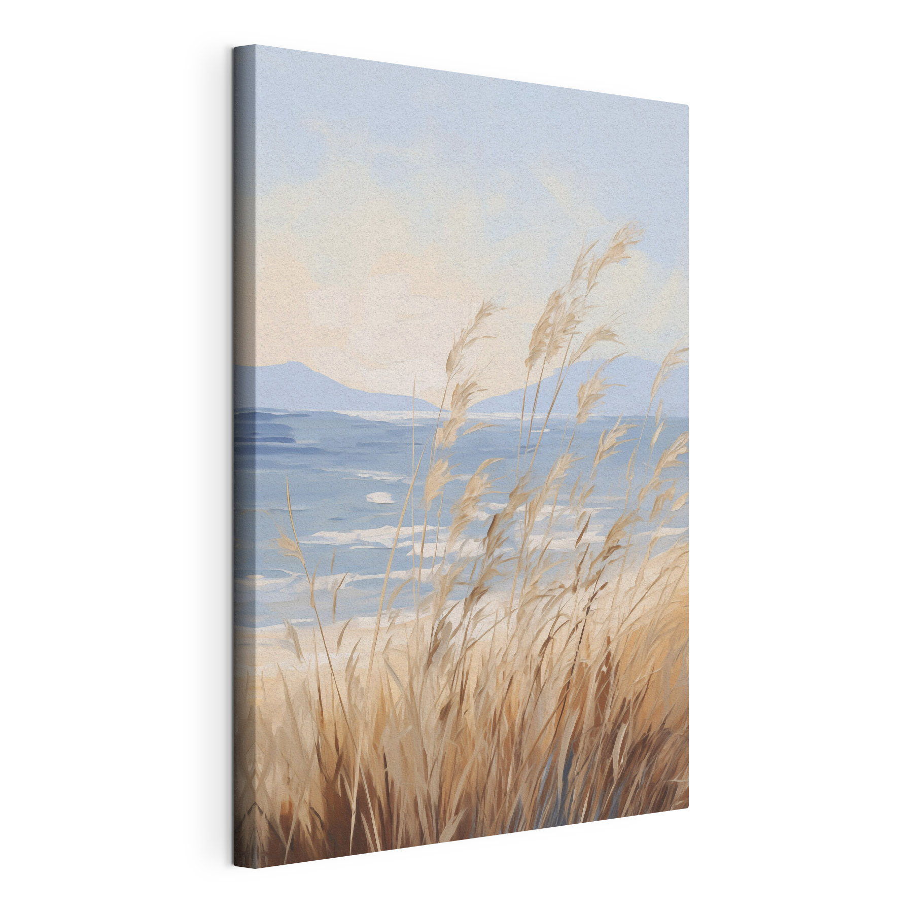 Gentle waves meet swaying grass