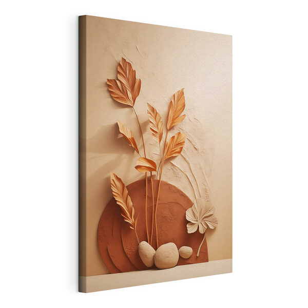 Tableaux Tableaux Des feuilles brunes et blanches sur une surface brune (UGS : s48740)