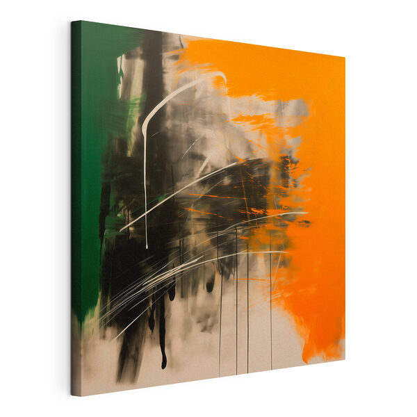 Tableaux Tableaux Peinture aux couleurs vert, orange et noir (UGS : s48866)