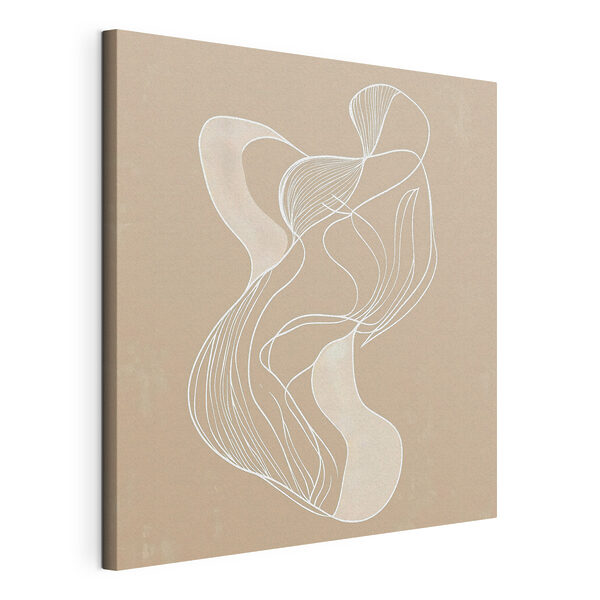 Tableaux Dessin au trait blanc sur fond beige clair (UGS : s48876) Tableaux Tableaux Dessin au trait blanc sur fond beige clair (UGS : s48876)