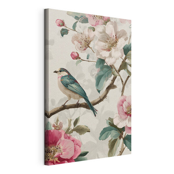 Tableaux Un oiseau sur une branche avec des fleurs