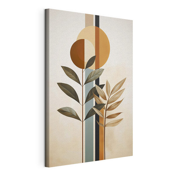 Tableaux Tableaux Plante avec des feuilles et des cercles (UGS : s48929)