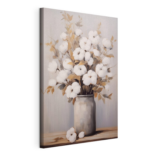Tableaux Tableaux Peinture représentant des fleurs de coton dans un vase (UGS : s48946)