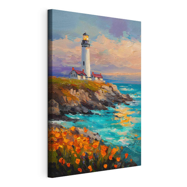 Tableaux Peinture représentant un phare situé sur une falaise au bord de l'océan (UGS : s49003) Tableaux Tableaux Peinture représentant un phare situé sur une falaise au bord de l'océan (UGS : s49003)