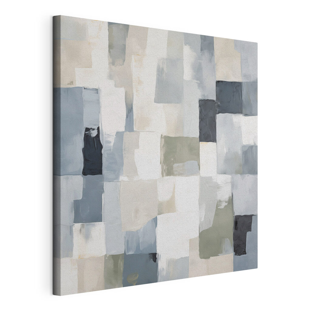 Painting of squares in different shades of gray and black Painting of squares in different shades of gray and black