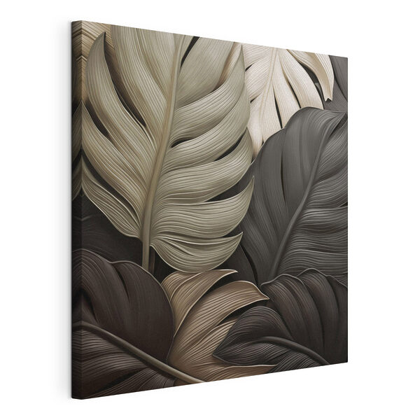 Ensemble de feuilles noires et blanches Tableaux Ensemble de feuilles noires et blanches