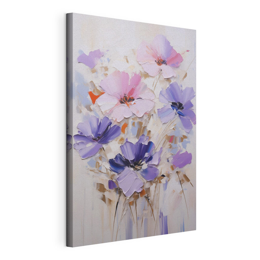 Painting of flowers on a white surface