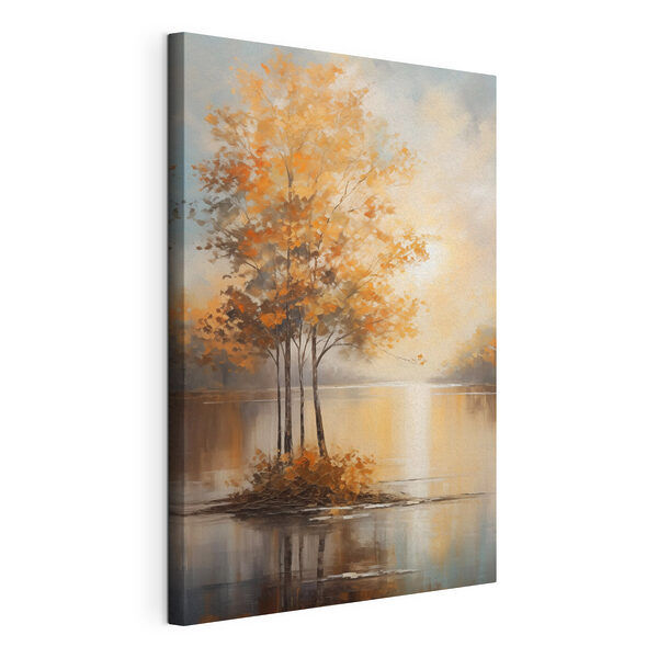 Peinture représentant des arbres au bord d'un lac Tableaux Peinture représentant des arbres au bord d'un lac