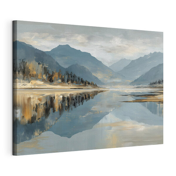 Tableaux Tableaux Un lac avec des montagnes en arrière-plan (UGS : s49187)