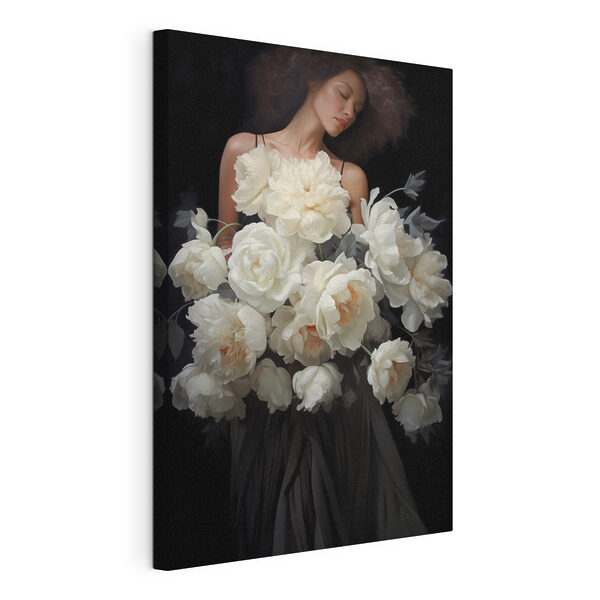 Tableaux Femme tenant un grand bouquet de fleurs (UGS : s49220) Tableaux Tableaux Femme tenant un grand bouquet de fleurs (UGS : s49220)