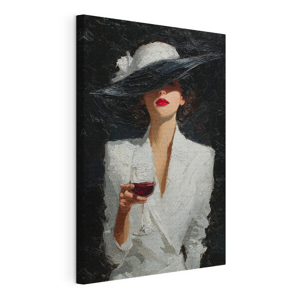 Tableaux Femme portant un chapeau et tenant un verre de vin (UGS : s49317) Tableaux Tableaux Femme portant un chapeau et tenant un verre de vin (UGS : s49317)