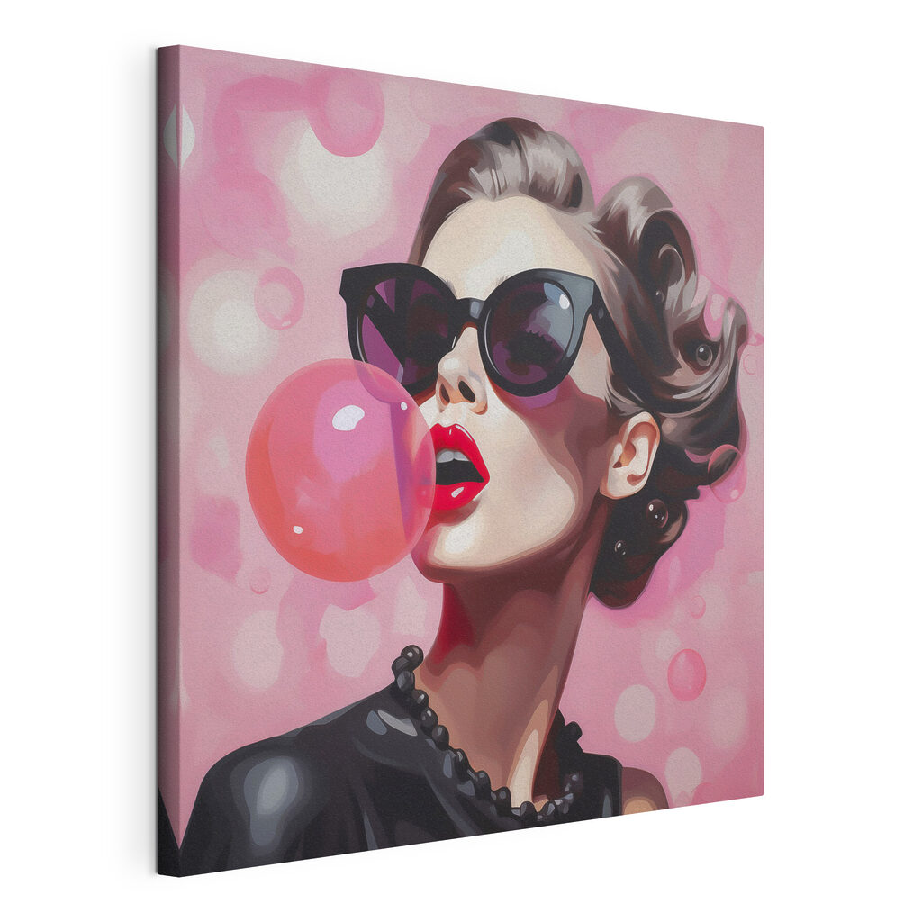 Woman blowing a bubble Woman blowing a bubble