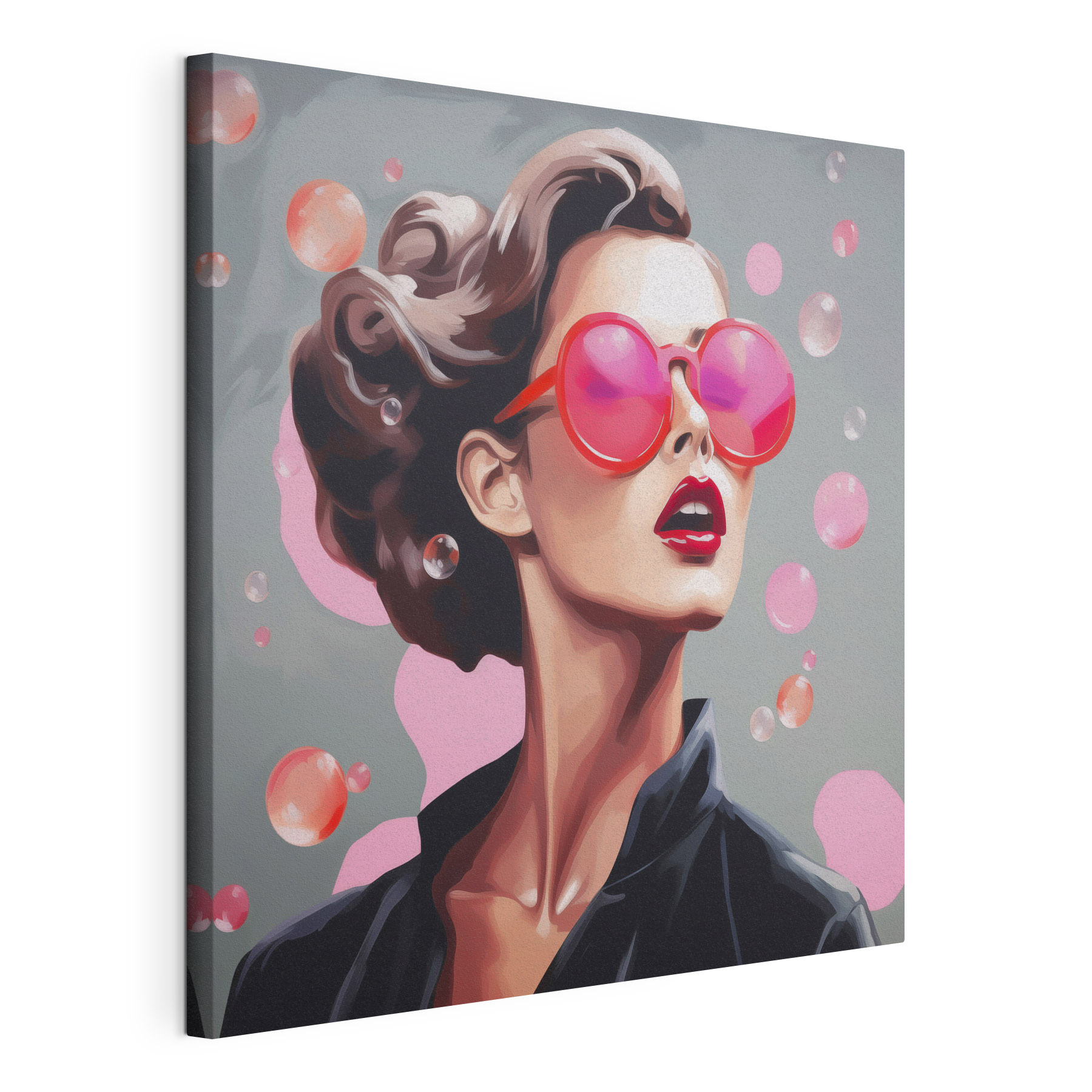 Woman wearing pink sunglasses