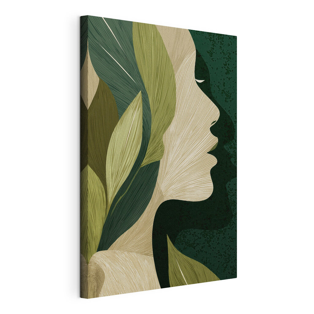 Woman's face with leaves
