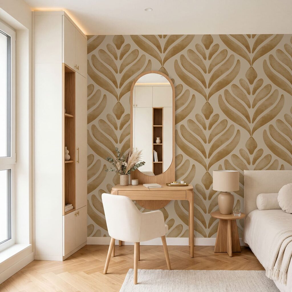 Motif de feuilles sur fond beige Motif de feuilles sur fond beige