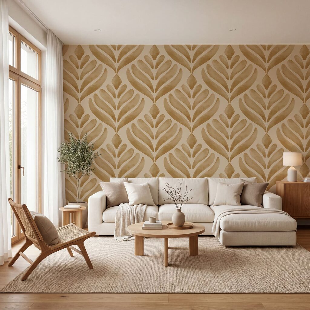 Motif de feuilles sur fond beige Motif de feuilles sur fond beige