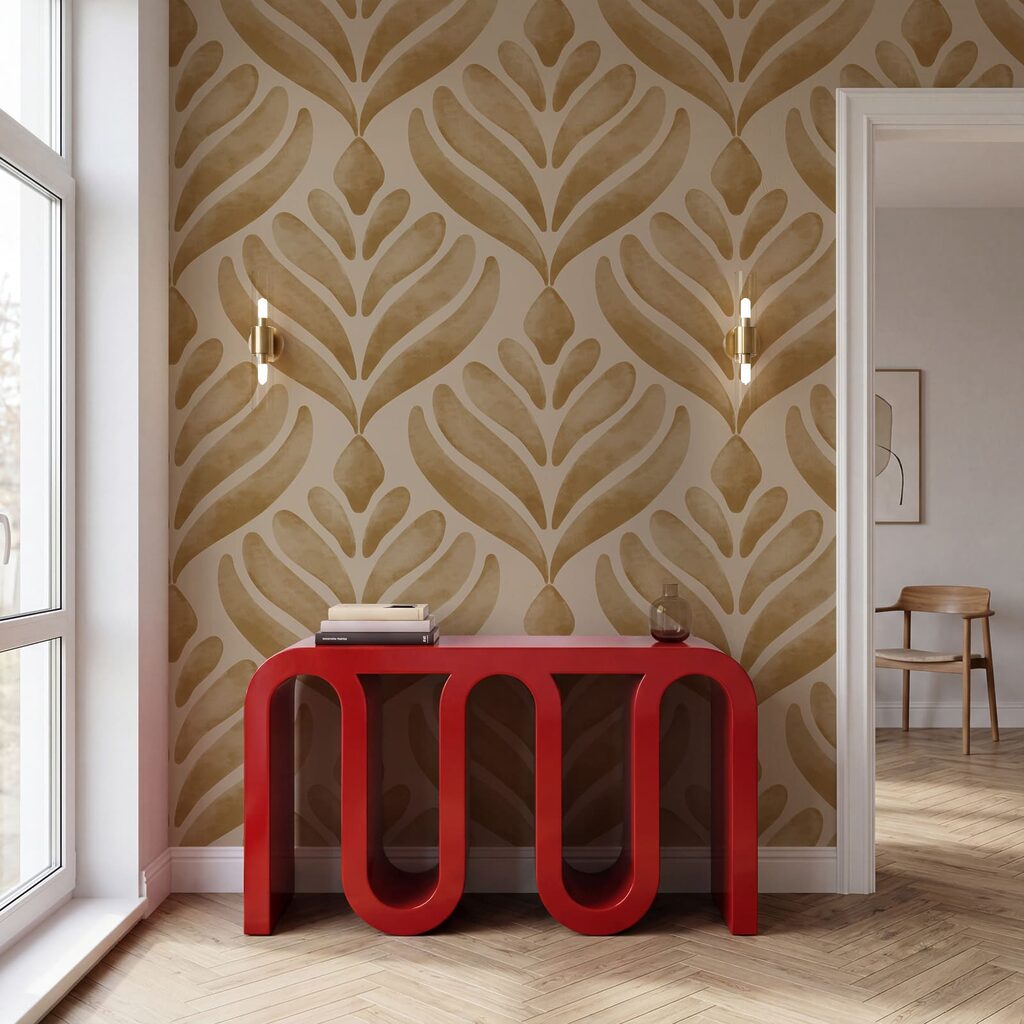 Motif de feuilles sur fond beige Motif de feuilles sur fond beige