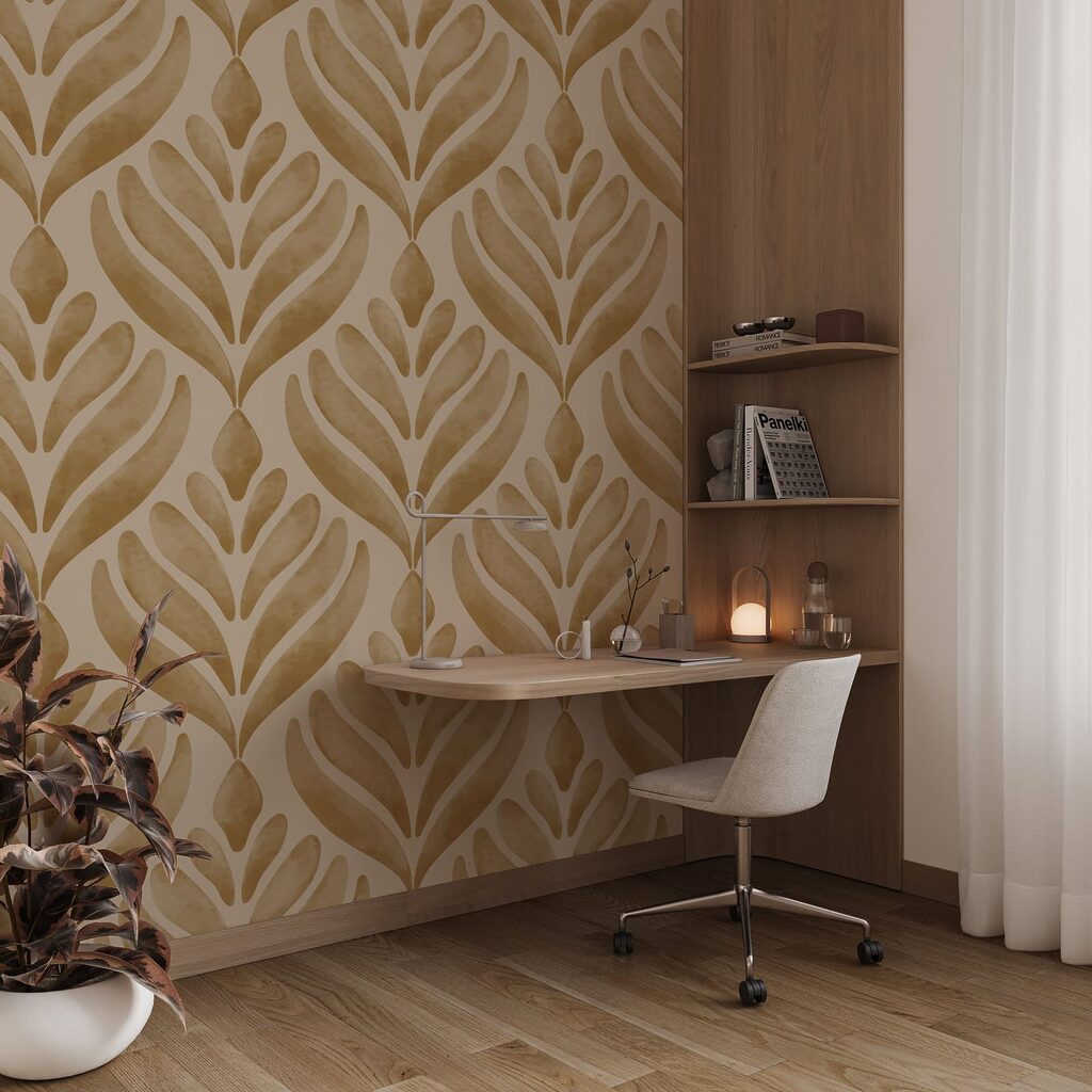 Motif de feuilles sur fond beige Motif de feuilles sur fond beige