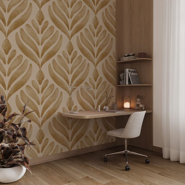 Motif de feuilles sur fond beige Motif de feuilles sur fond beige