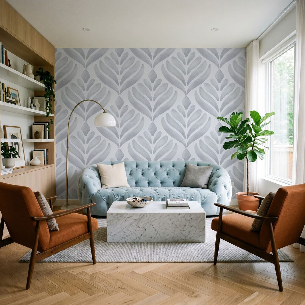 Motif de feuilles sur fond blanc