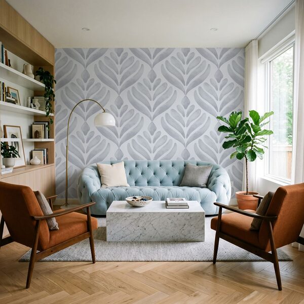 Motif de feuilles sur fond blanc