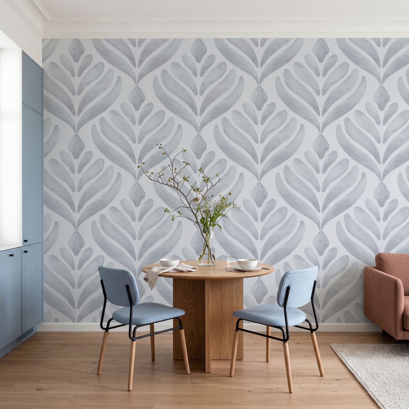 Motif de feuilles sur fond blanc
