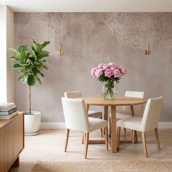 Fond blanc et rose avec des mandalas blancs Fond blanc et rose avec des mandalas blancs