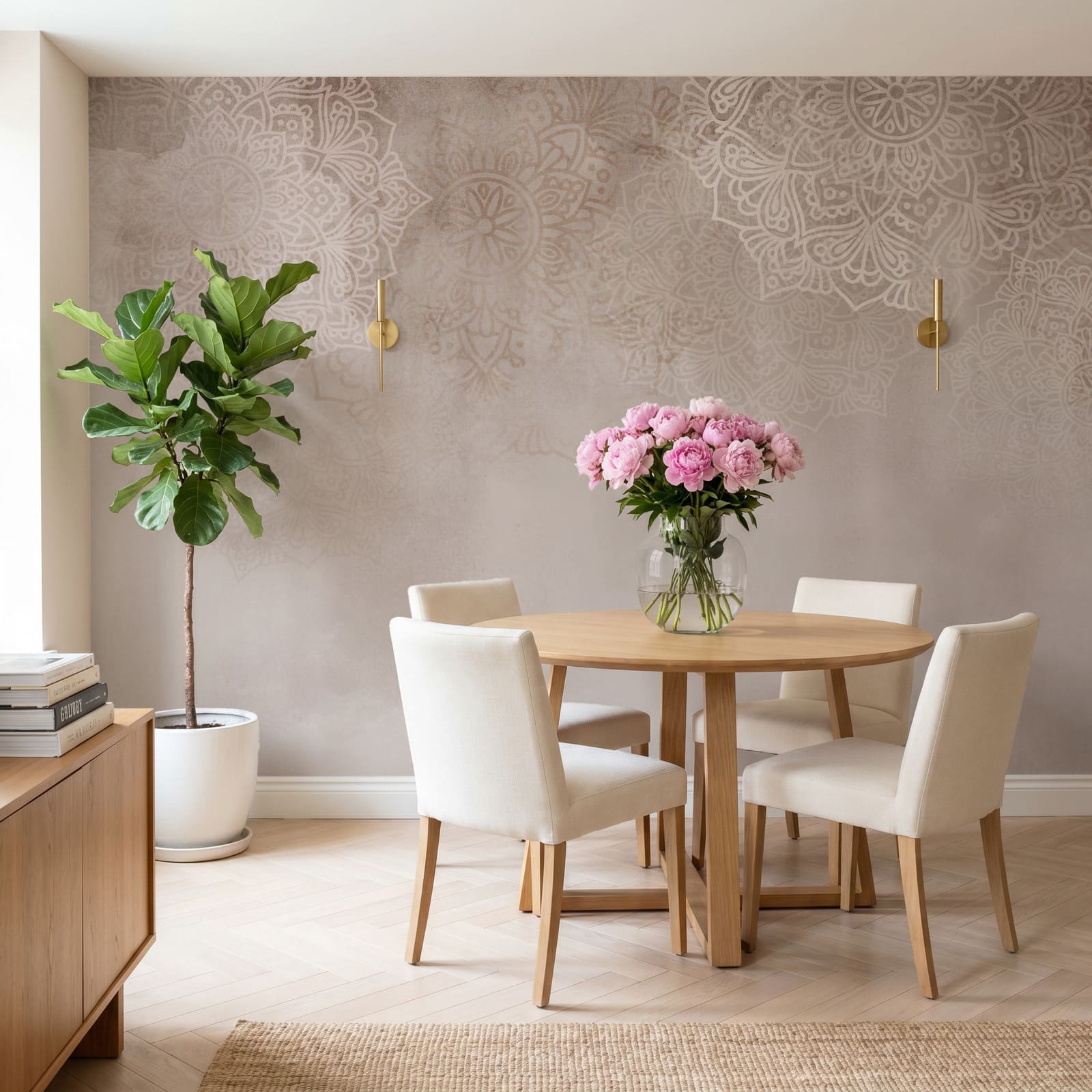 Fond blanc et rose avec des mandalas blancs Fond blanc et rose avec des mandalas blancs