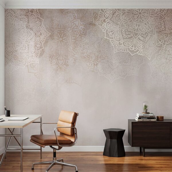 Fond blanc et rose avec des mandalas blancs Fond blanc et rose avec des mandalas blancs