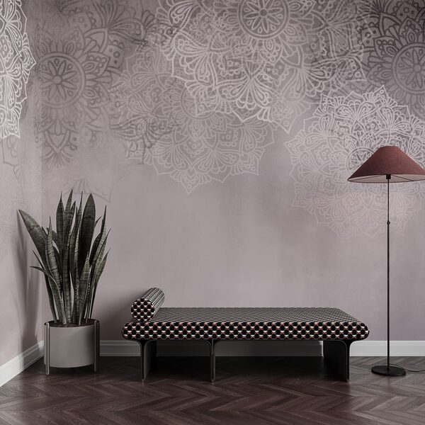 Fond blanc et rose avec des mandalas blancs Fond blanc et rose avec des mandalas blancs