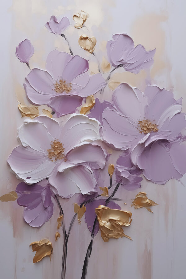 Painting of flowers on a white surface Painting of flowers on a white surface