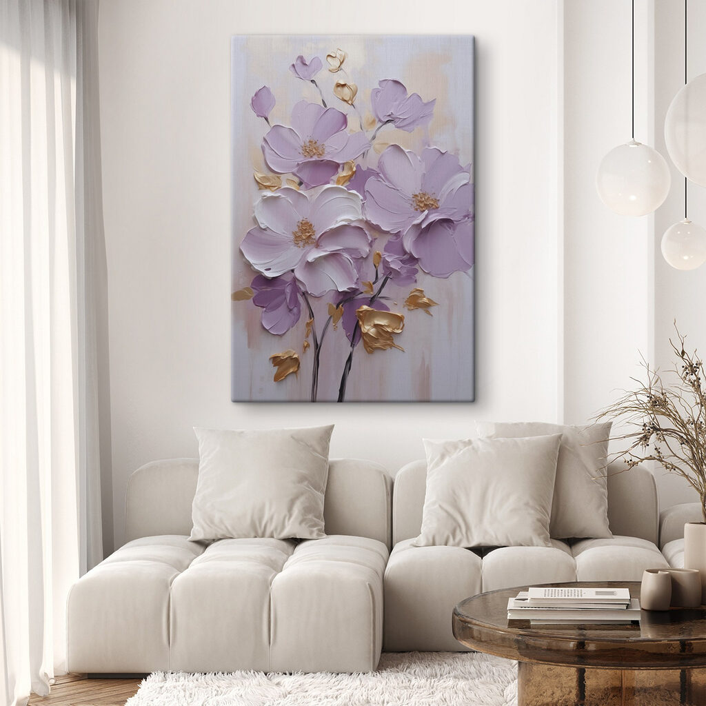 Painting of flowers on a white surface Painting of flowers on a white surface