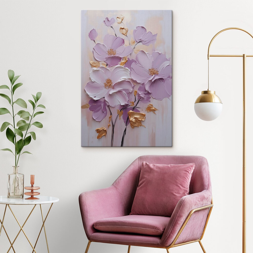 Painting of flowers on a white surface Painting of flowers on a white surface