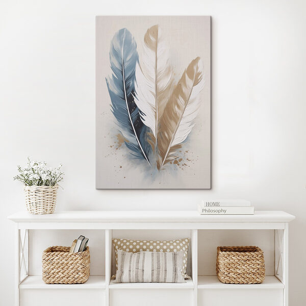 Colorful feathers on a soft background