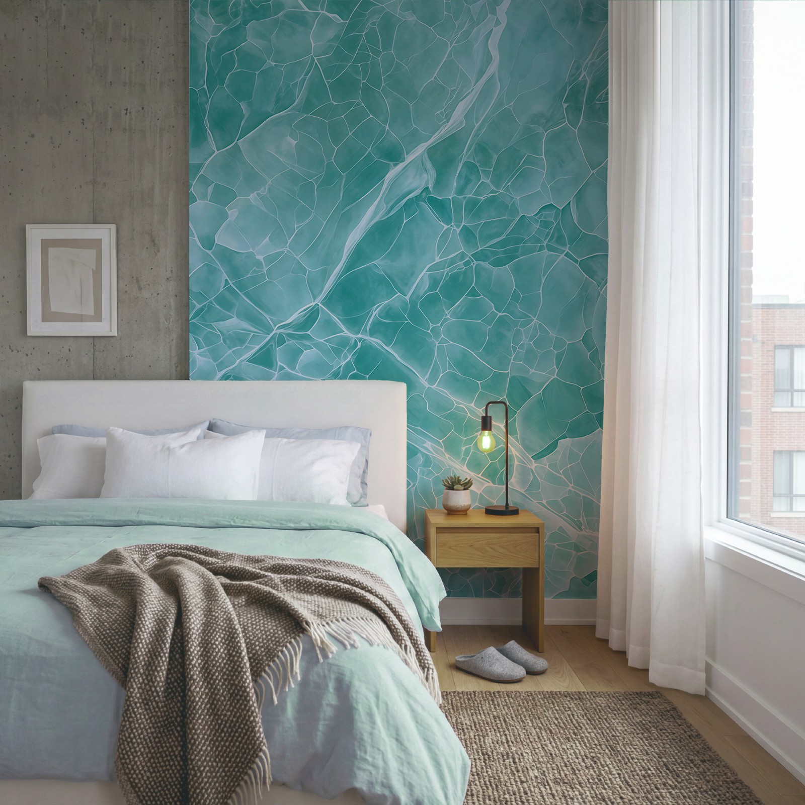 Motif abstrait serein sur fond turquoise Motif abstrait serein sur fond turquoise