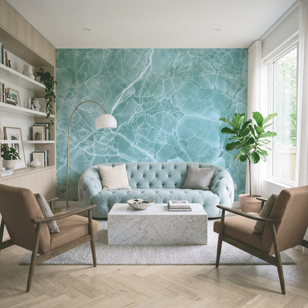Motif abstrait serein sur fond turquoise Motif abstrait serein sur fond turquoise