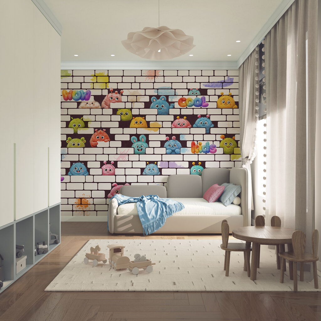 Mur orné de personnages de dessins animés