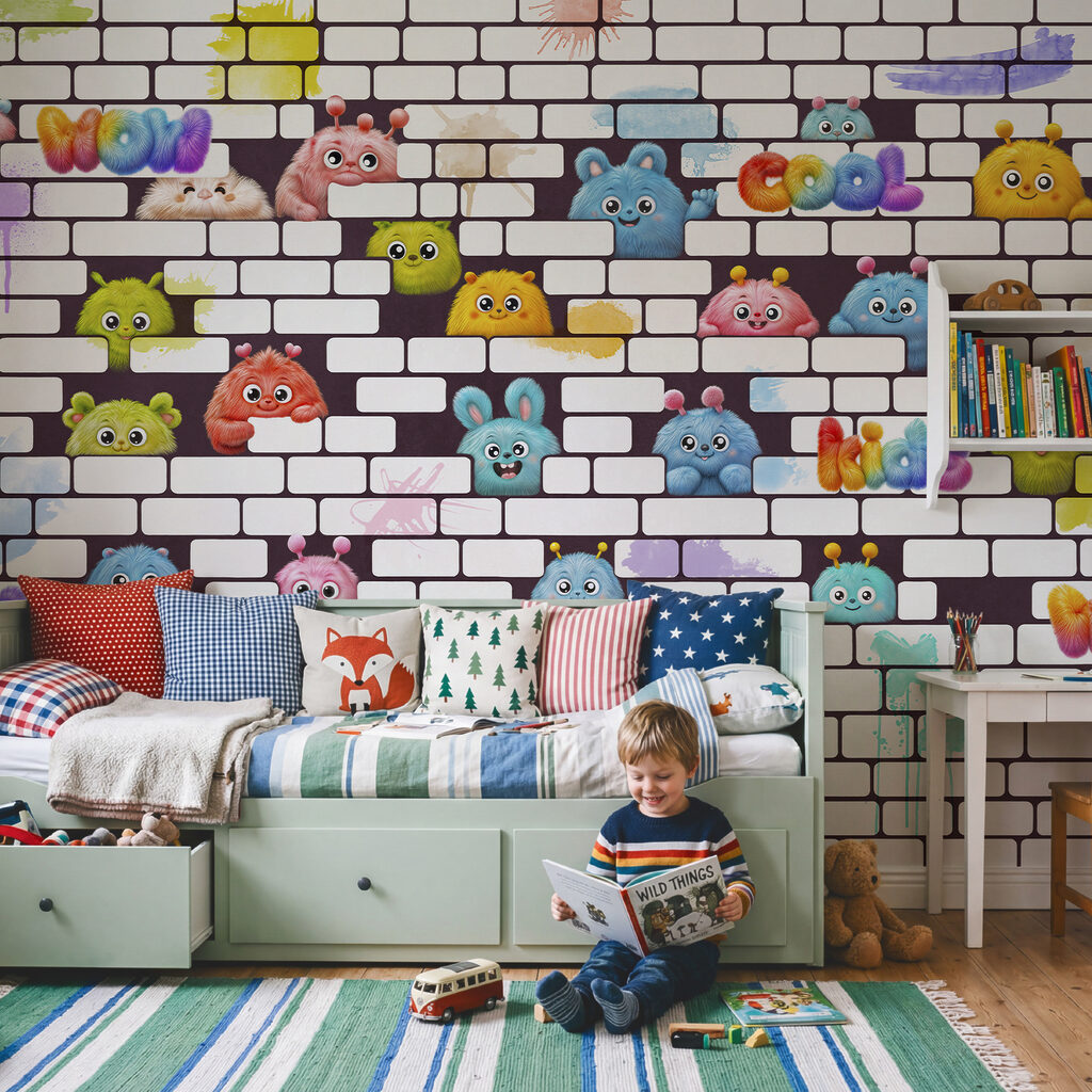 Mur orné de personnages de dessins animés