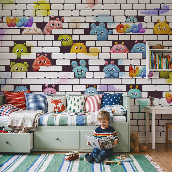 Mur orné de personnages de dessins animés