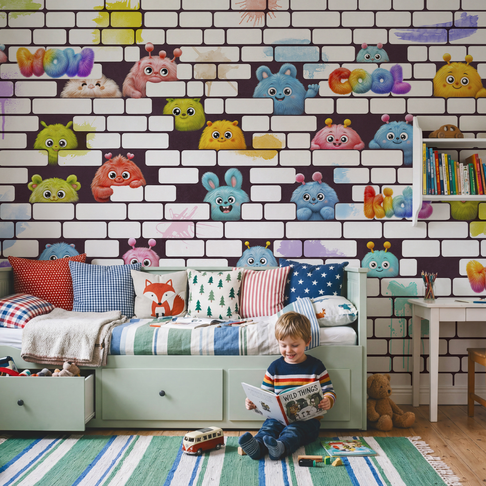 Mur orné de personnages de dessins animés